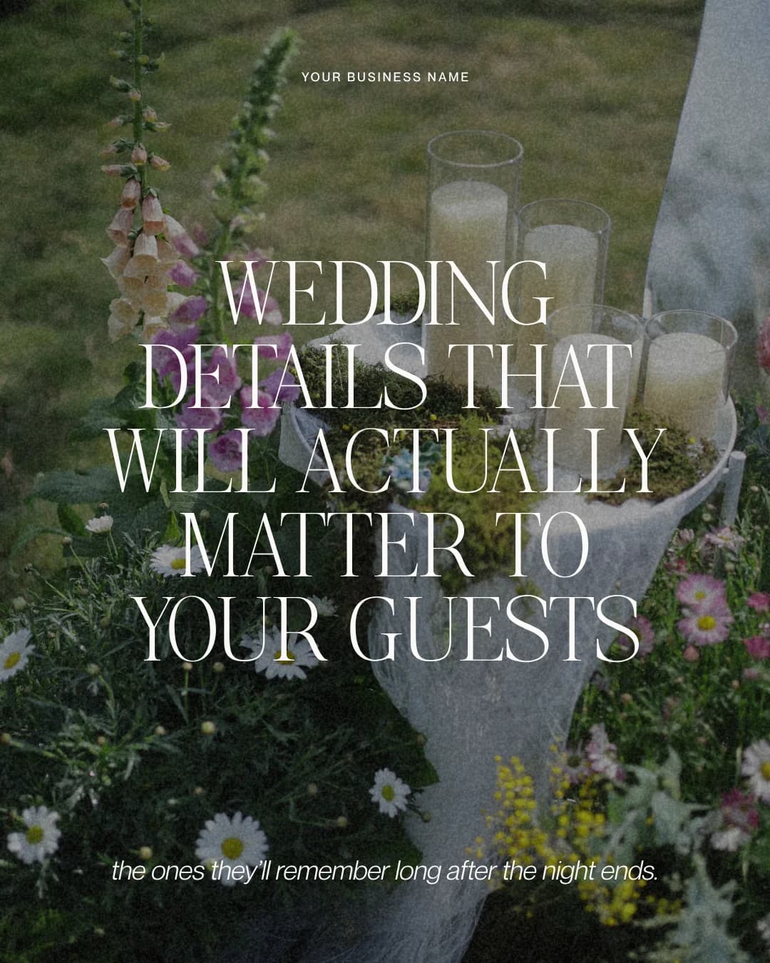 Instagram carousel template for wedding planner tips about details guests notice
