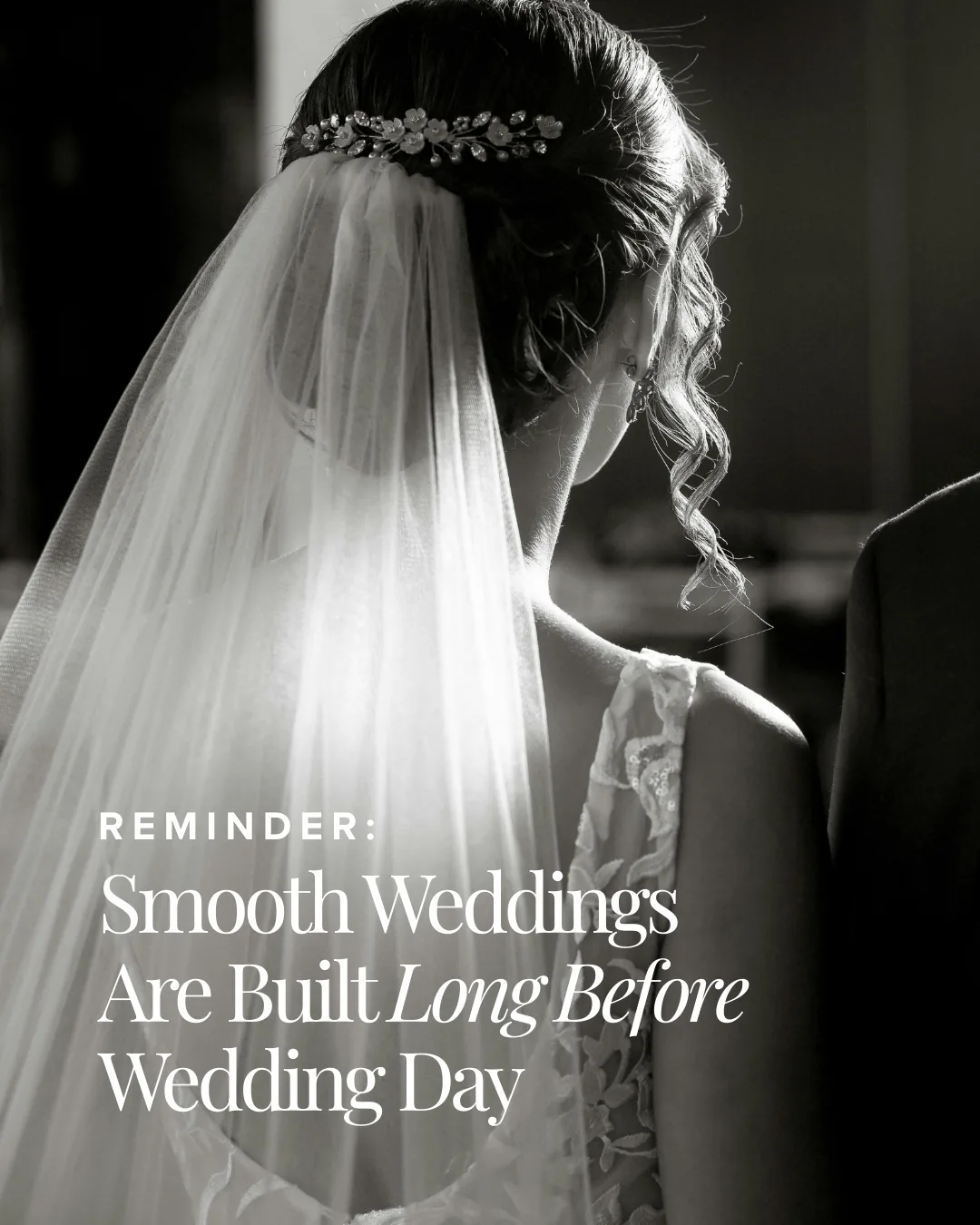 Wedding planner quote post template reminding couples smooth weddings are built early