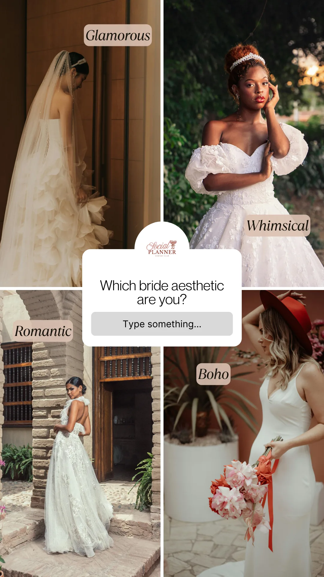 Interactive Instagram Story template asking which bride aesthetic are you